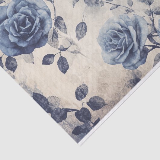  vervaagd blauwe Rozen Tissuepapier (Detail)