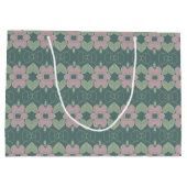 Vervaagd Blauwgroen en Roze Rose Grote Gift Bag Groot Cadeauzakje (Achterkant)