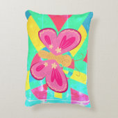 Vervaagd Blauwgroen patroon met roze vlinder Accent Kussen (Achterkant (Verticaal))