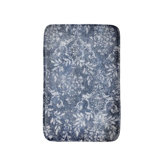 Vervaagd bloemdenim: grungy getextureerde achtergr badmat (Voorkant Verticaal)