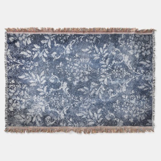 Vervaagd bloemdenim: grungy getextureerde achtergr deken (Voorkant)