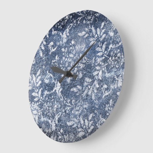 Vervaagd bloemdenim: grungy getextureerde achtergr grote klok (Hoek)
