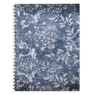 Vervaagd bloemdenim: grungy getextureerde achtergr notitieboek