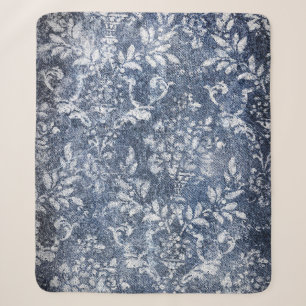 Vervaagd bloemdenim: grungy getextureerde achtergr sherpa deken