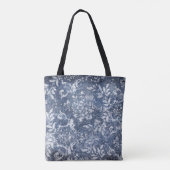Vervaagd bloemdenim: grungy getextureerde achtergr tote bag (Achterkant)