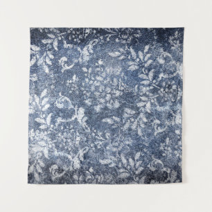 Vervaagd bloemdenim: grungy getextureerde achtergr wandkleed