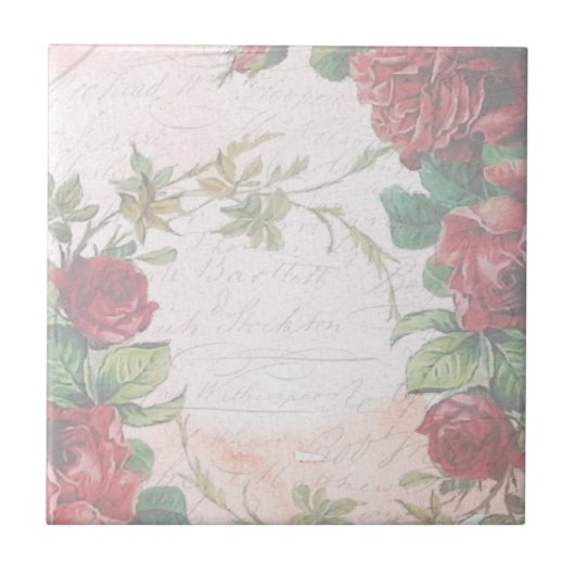 Vervaagd  bloemetjesbrief tegeltje (Voorkant)