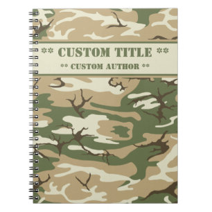 Vervaagd Camo Notitieboek met Titel/Auteur Blok