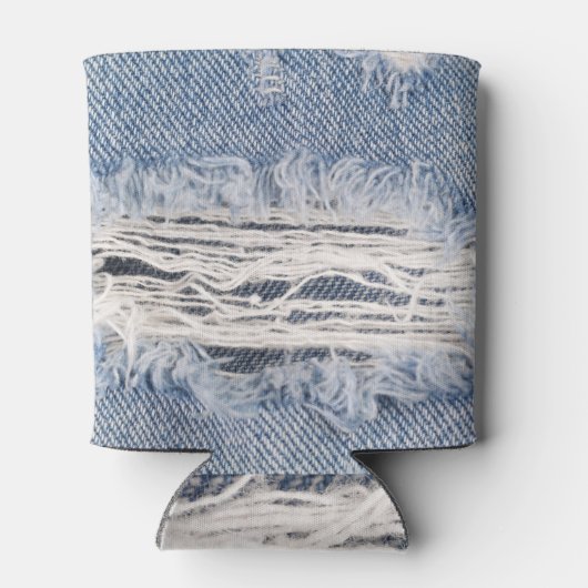 Vervaagd gescheurde jeans textuur blikjeskoeler (Achterkant)