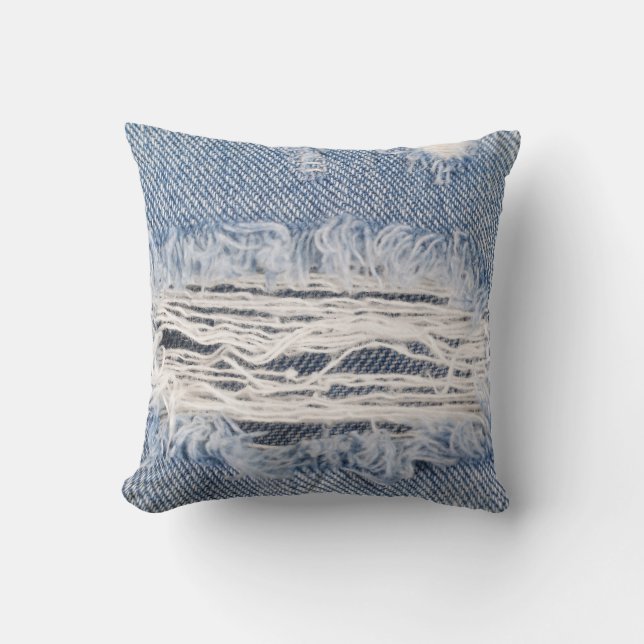 Vervaagd gescheurde jeans textuur kussen (Voorkant)