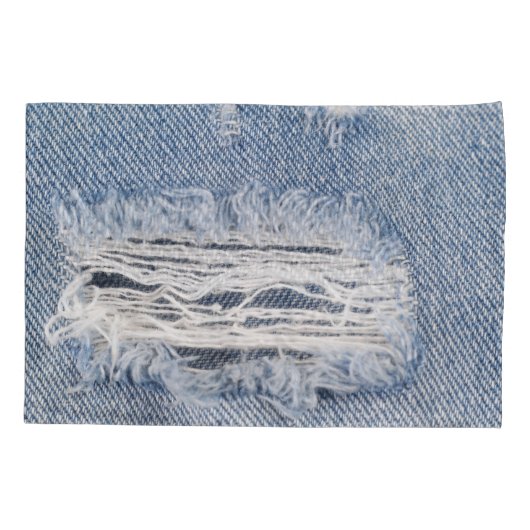 Vervaagd gescheurde jeans textuur kussensloop (Achterkant)