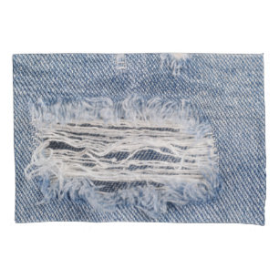 Vervaagd gescheurde jeans textuur kussensloop