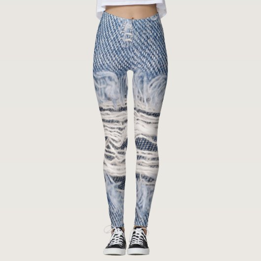 Vervaagd gescheurde jeans textuur leggings (Voorkant)