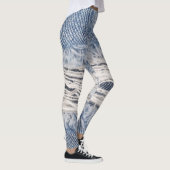 Vervaagd gescheurde jeans textuur leggings (Rechts)