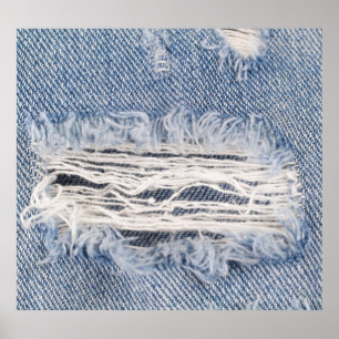 Vervaagd gescheurde jeans textuur poster