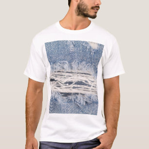 Vervaagd gescheurde jeans textuur t-shirt