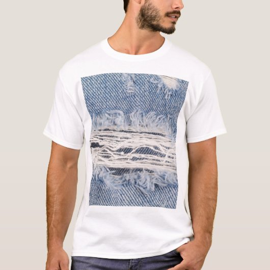 Vervaagd gescheurde jeans textuur t-shirt (Voorkant)