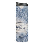 Vervaagd gescheurde jeans textuur thermosbeker (Geroteerd rechts)