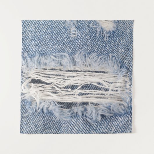 Vervaagd gescheurde jeans textuur wandkleed (Voorkant)