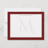 Vervaagd Monogram Chic Donkerrood Persoonlijk Prof Notitiekaartje (Voorkant)