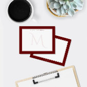 Vervaagd Monogram Chic Donkerrood Persoonlijk Prof Notitiekaartje