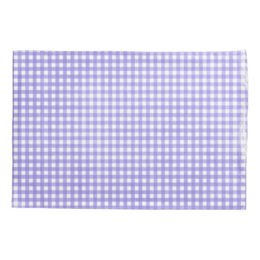 Vervaagd Paarse en witte Gingham Pattern Kussensloop (Achterkant-Links)
