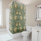 Vervaagd Pimpernel William Morris bloemenpatroon Douchegordijn (In situ)