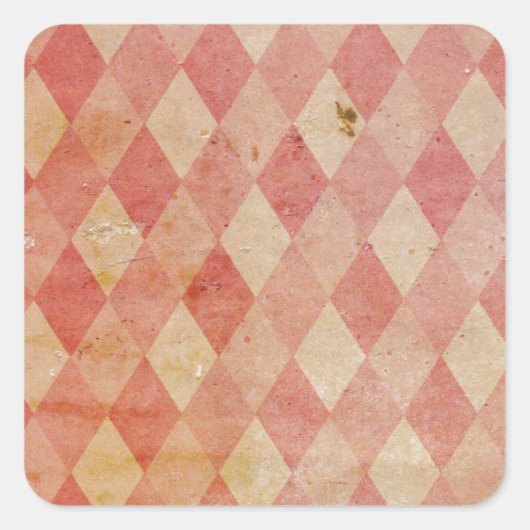 Vervaagd rood argyle behangpatroon vierkante sticker (Voorkant)