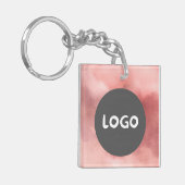 Vervaagd Roos Business Logo & QR Tweezijdig Sleutelhanger (Voorkant Links)