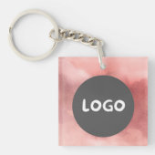 Vervaagd Roos Business Logo & QR Tweezijdig Sleutelhanger (Voorkant)