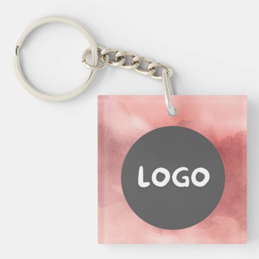 Vervaagd Roos Business Logo & QR Tweezijdig Sleutelhanger (Voorkant)