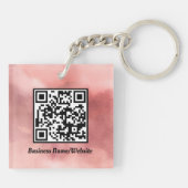 Vervaagd Roos Business Logo & QR Tweezijdig Sleutelhanger (Achterkant)