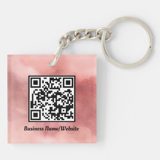Vervaagd Roos Business Logo & QR Tweezijdig Sleutelhanger (Achterkant)