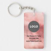 Vervaagd Roos QR Code & Business Logo Tweezijdig Sleutelhanger (Voorkant)
