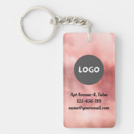 Vervaagd Roos QR Code & Business Logo Tweezijdig Sleutelhanger