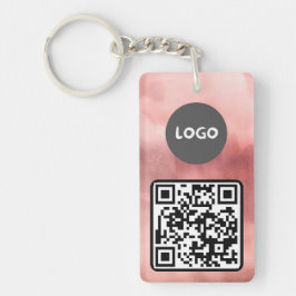 Vervaagd Roos Roze Zakelijke Logo & QR Code Sleutelhanger