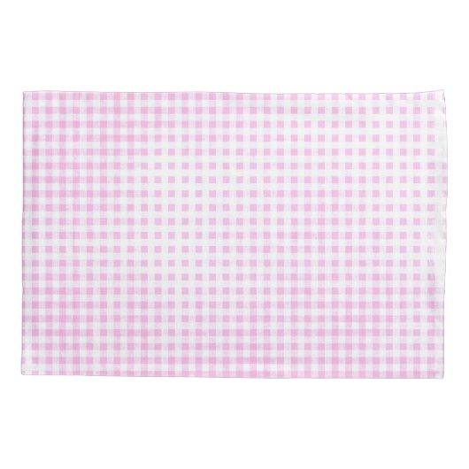 Vervaagd roze en wit Gingham patroon Kussensloop (Achterkant-Links)