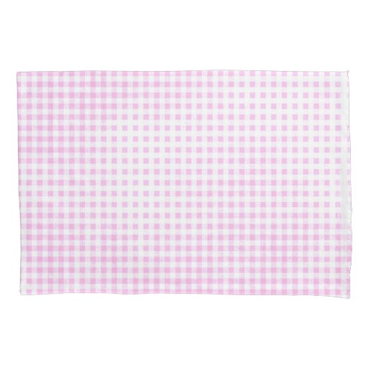 Vervaagd roze en wit Gingham patroon Kussensloop (Voorkant-Links)