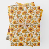 Vervaagd rustiek geperst zonnebloemen Waterverf on Inpakpapier Vel (In situ)