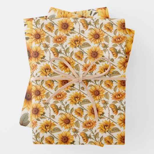 Vervaagd rustiek geperst zonnebloemen Waterverf on Inpakpapier Vel (In situ)