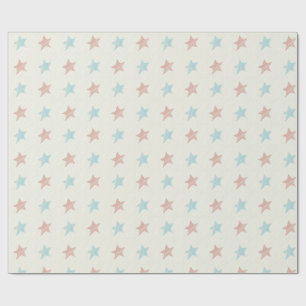 Vervaagd sterrenpatroon Rood Blauw Cadeaupapier