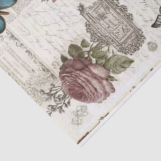 Vervaagd  Vlinders en Rozen Decoupage Tissuepapier (Detail)