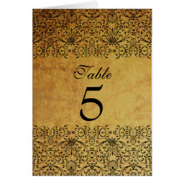 vervaagd zwart goud damask bruidstafel kaart
