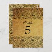  vervaagd zwart goud damask bruidstafel kaart (Voorkant / Achterkant)