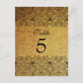 vervaagd zwart goud damask bruidstafel kaart (Voorkant)