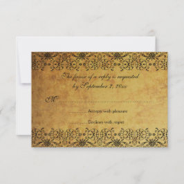 vervaagd zwart goud damask bruiloft RSVP-kaart RSVP Kaartje