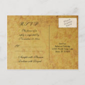 vervaagd zwart goud damask bruiloft RSVP-kaart Uitnodiging Briefkaart (Achterkant)