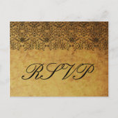  vervaagd zwart goud damask bruiloft RSVP-kaart Uitnodiging Briefkaart (Voorkant)