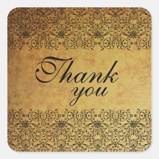 vervaagd zwart goud damask bruiloft stickers (Voorkant)