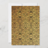 vervaagd zwart goud damask bruiloft uitnodiging (Achterkant)